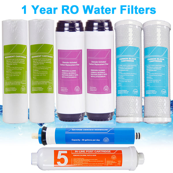 3ox 1 Year RO Water System Filters - Reverse Osmosis System Replacement 8 Filters