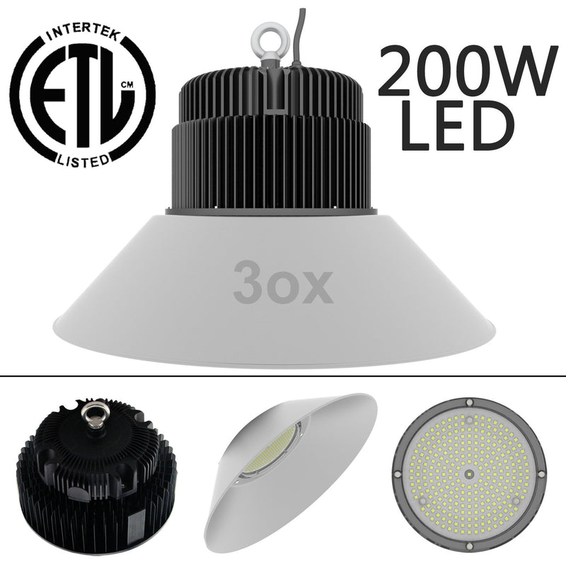 3ox 150W 200W LED High Bay Warehouse Lights Hanging Fixture Commercial Industrial Construction