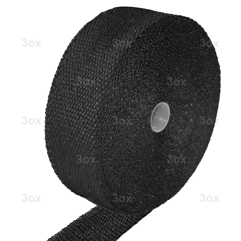 2 Pack 2'' x 50ft Black Pipe Header Manifold Exhaust Heat Wrap Tape with Ties