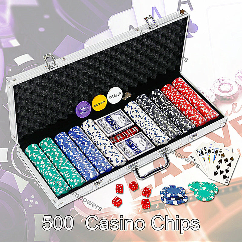500 pcs Poker Chip Set Casino Poker Texas Holdem Blackjack Gambling Chip 16LB